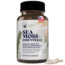 Load image into Gallery viewer, HAPPY FOX Irish Sea Moss Capsules with Burdock Root & Bladderwrack - Alternative to Seamoss Gummies or Powder, 90 Vegan Capsules, Made in USA