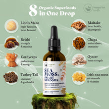 Load image into Gallery viewer, HAPPY FOX Irish Sea Moss Capsules & Mushroom Complex - Organic Seamoss with Adaptogens for Brain Health, 1500mg, 90 Vegan Capsules, Organic Mushroom Supplement