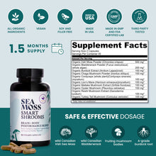 Load image into Gallery viewer, HAPPY FOX Irish Sea Moss Capsules & Mushroom Complex - Organic Seamoss with Adaptogens for Brain Health, 1500mg, 90 Vegan Capsules, Organic Mushroom Supplement