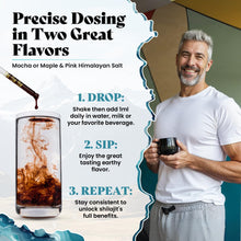 Load image into Gallery viewer, Pure Himalayan Shilajit & Irish Sea Moss Liquid Drops, 85+ Trace Minerals, 60% Fulvic Acid in Great Tasting Mocha Flavor. High Grade Healing Boosts Vitality, Productivity & Collagen