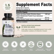 Load image into Gallery viewer, HAPPY FOX Irish Sea Moss Capsules with Burdock Root & Bladderwrack - Alternative to Seamoss Gummies or Powder, 90 Vegan Capsules, Made in USA