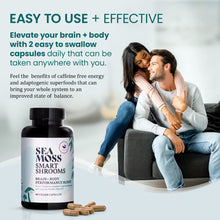 Load image into Gallery viewer, HAPPY FOX Irish Sea Moss Capsules & Mushroom Complex - Organic Seamoss with Adaptogens for Brain Health, 1500mg, 90 Vegan Capsules, Organic Mushroom Supplement