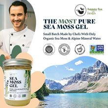 Load image into Gallery viewer, HAPPY FOX Organic Sea Moss Gel Made from Real Seamoss & Alpine Mineral Water. Pure Wildcrafted Sea Moss, Small Batch Made & Approved by Dr Sebi Sea Moss Gel. Shelf Stable, 8 fl oz.