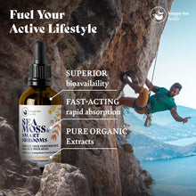 Load image into Gallery viewer, HAPPY FOX Irish Sea Moss Capsules & Mushroom Complex - Organic Seamoss with Adaptogens for Brain Health, 1500mg, 90 Vegan Capsules, Organic Mushroom Supplement